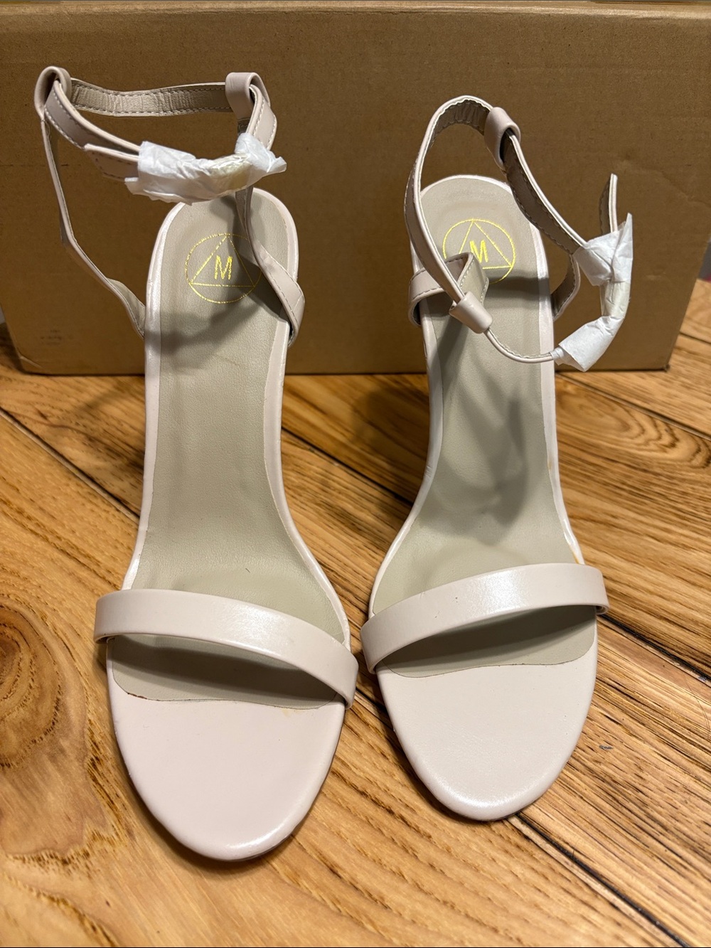Missguided Blush Nude Single-Strap Ankle-Heel Sandals